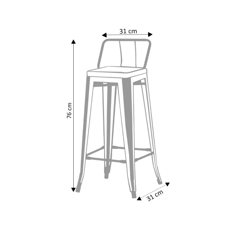 Tabouret de bar industriel avec dossier inspiré tolix Hauteur assise 66cm - Image 8