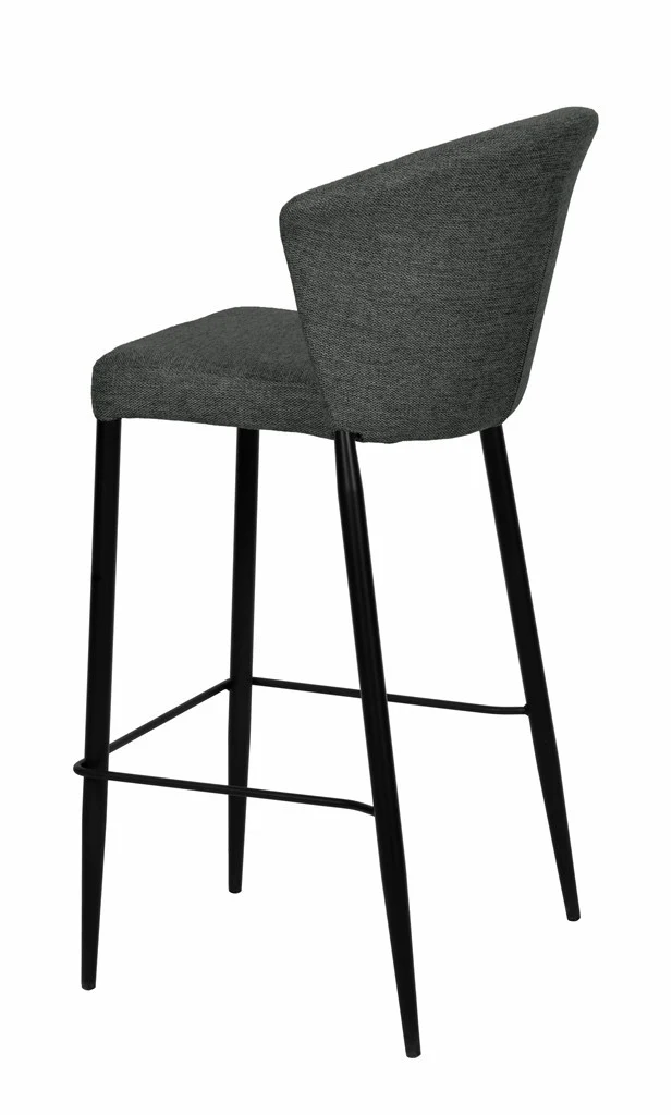 Tabouret Nils tissu prémium et métal noir hauteur 75 cm-empilable - Image 24