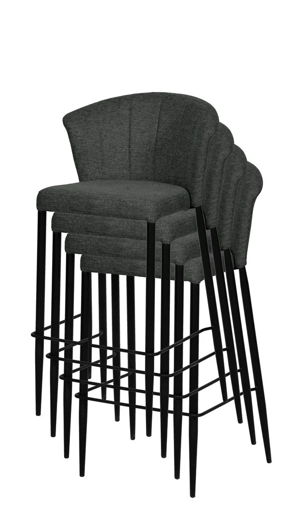 Tabouret Nils tissu prémium et métal noir hauteur 75 cm-empilable - Image 32