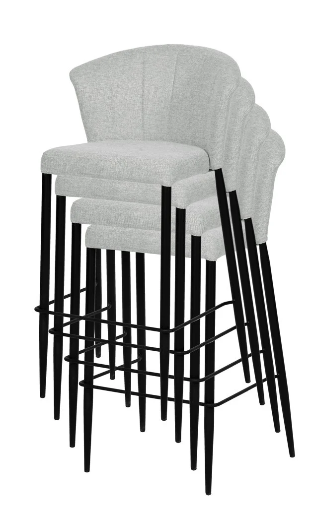 Tabouret Nils tissu prémium et métal noir hauteur 75 cm-empilable - Image 33