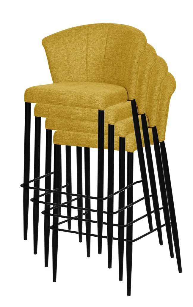 Tabouret Nils tissu prémium et métal noir hauteur 75 cm-empilable - Image 34