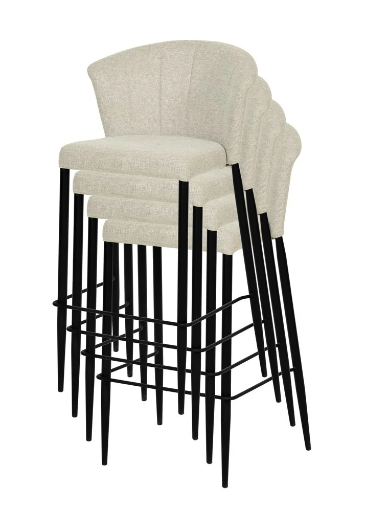 Tabouret Nils tissu prémium et métal noir hauteur 75 cm-empilable - Image 35