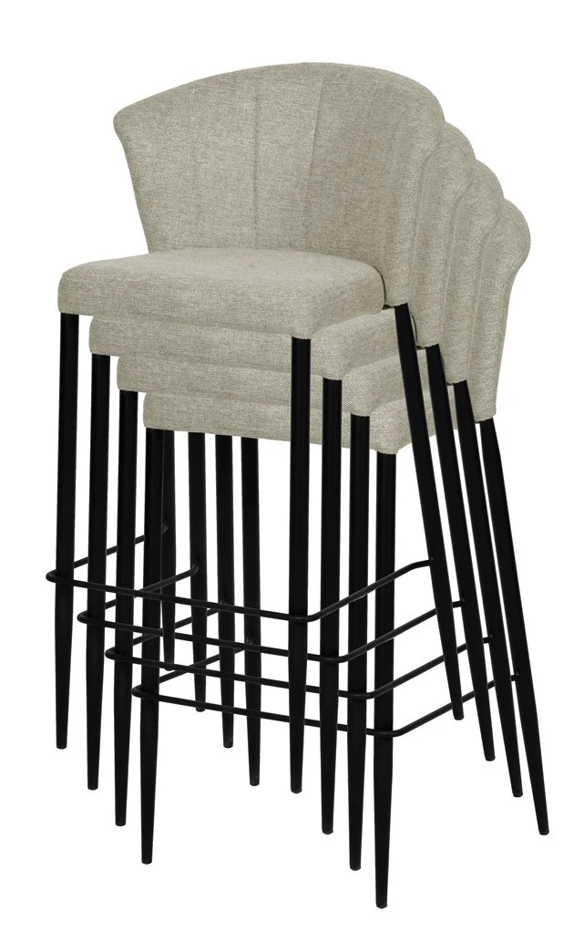 Tabouret Nils tissu prémium et métal noir hauteur 75 cm-empilable - Image 36