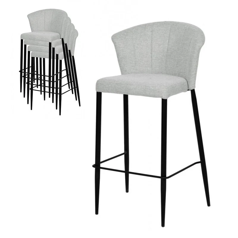 Tabouret Nils tissu prémium et métal noir hauteur 75 cm-empilable - Image 38