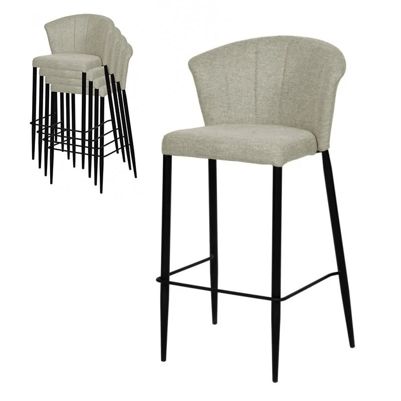 Tabouret Nils tissu prémium et métal noir hauteur 75 cm-empilable - Image 40