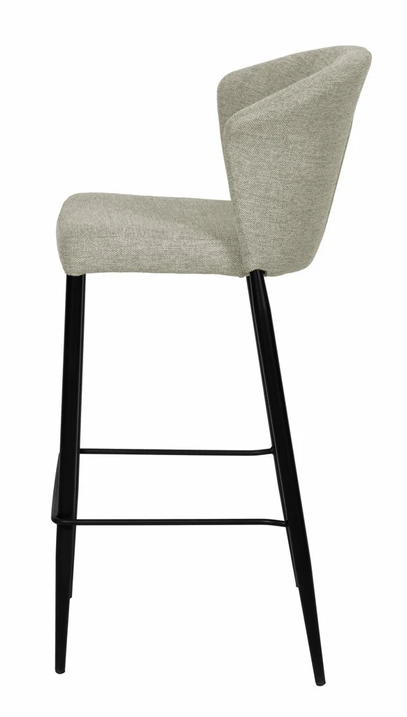 Tabouret Nils tissu prémium et métal noir hauteur 75 cm-empilable - Image 5