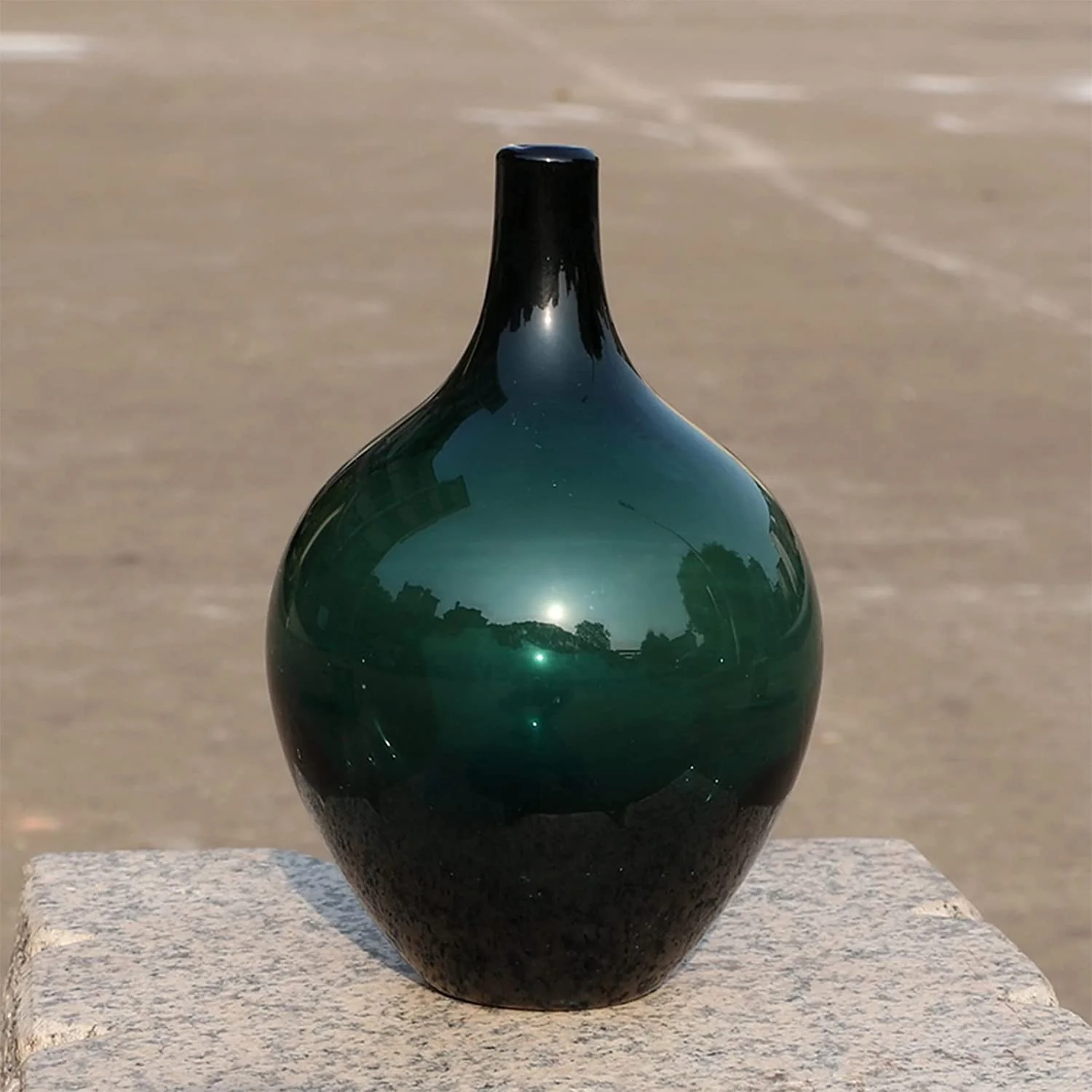 Vase en verre vert, D13xH21CM - Image 3