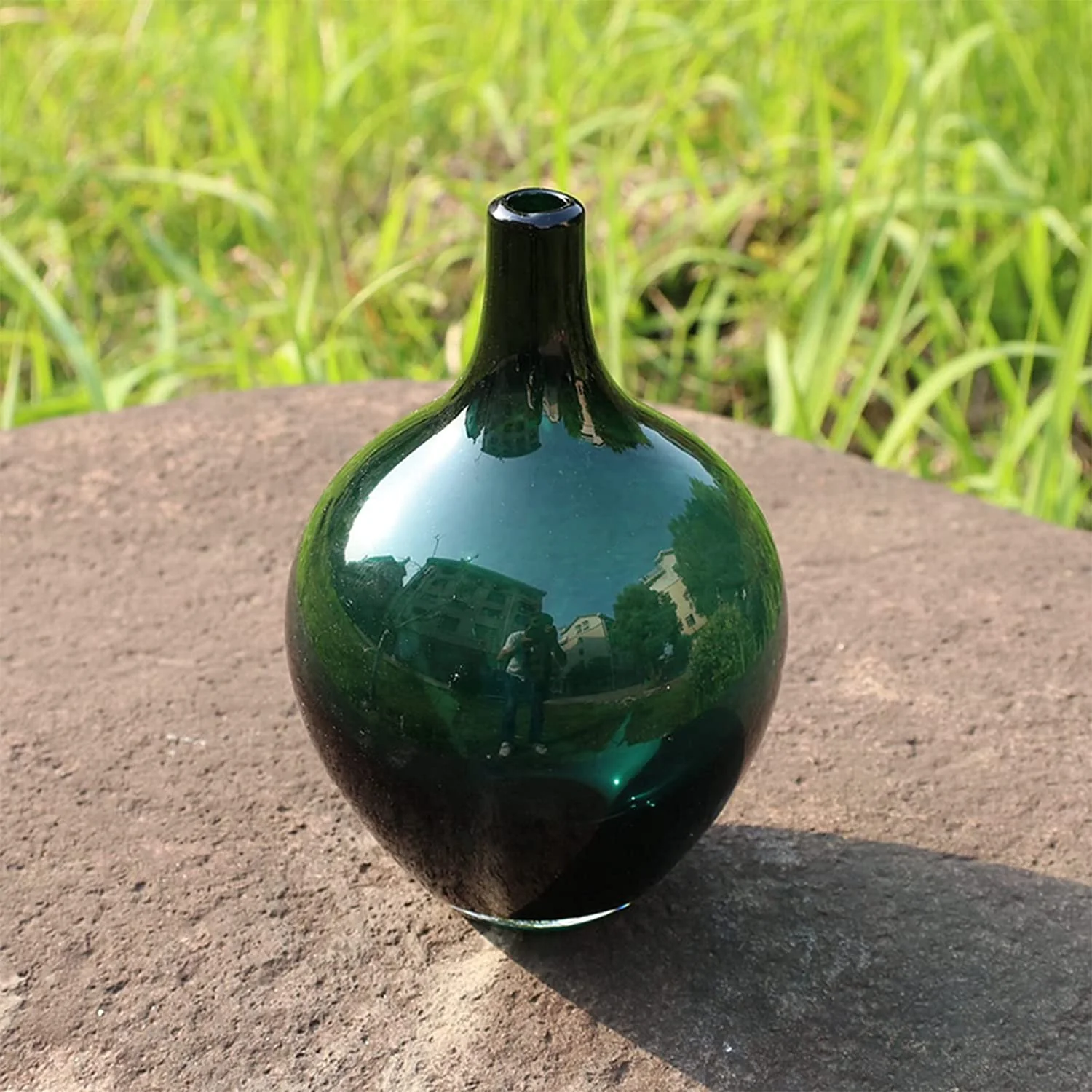 Vase en verre vert, D13xH21CM - Image 5